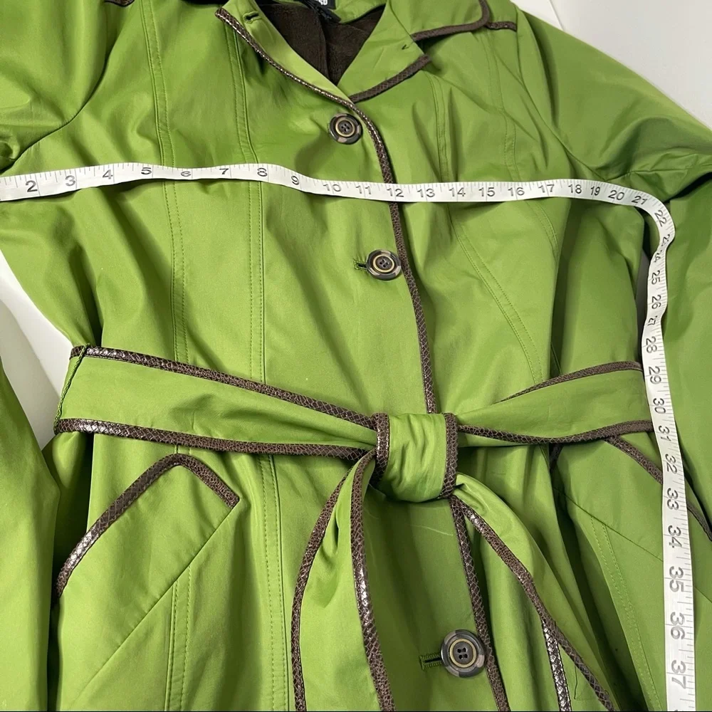 Dennis Basso green/BrownTrim Coat Jacket - Picture 6 of 11